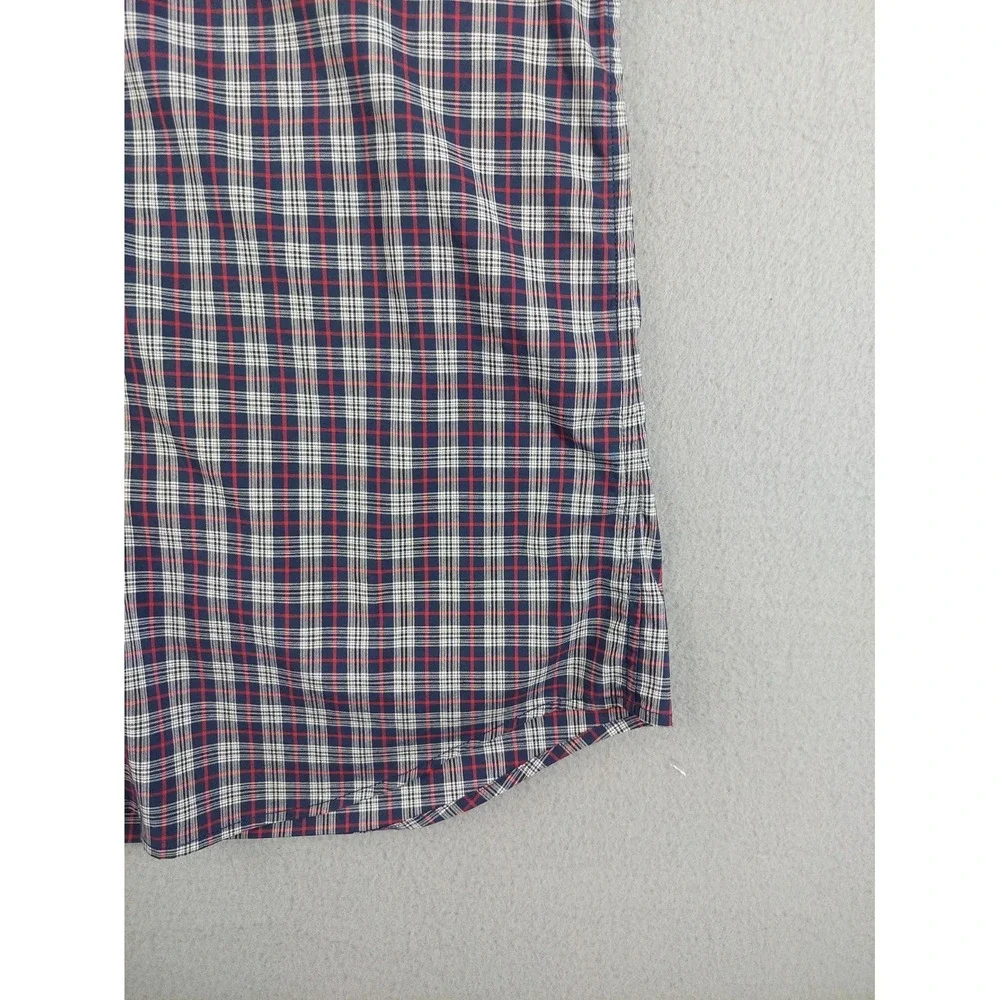 Banana Republic Men Shirt M Navy Blue Plaid Slim Fit Stretch Button Up Casual